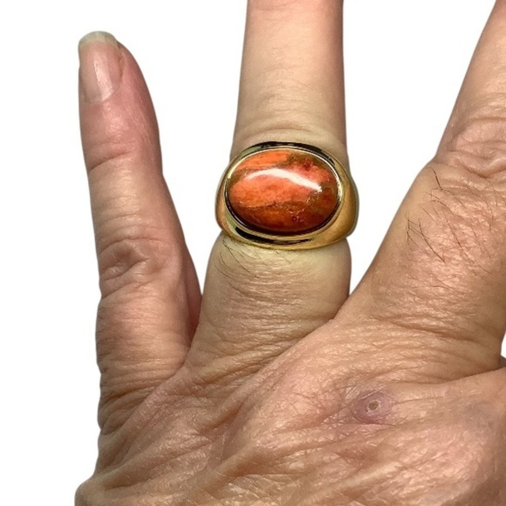 Gold plated and Orange Stone Ring